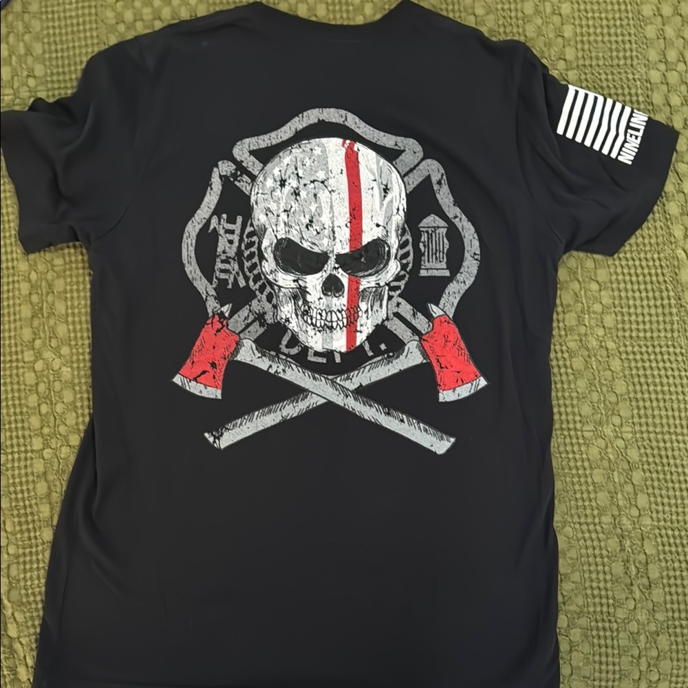 ‼️LAST CHANCE! 
Nine Line T-Shirt with Firefighter Skull Design